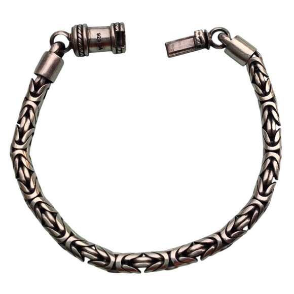 Sterling Silver 925 Byzantine Bracelet w Barrel Clasp 7.5" - Picture 4 of 15